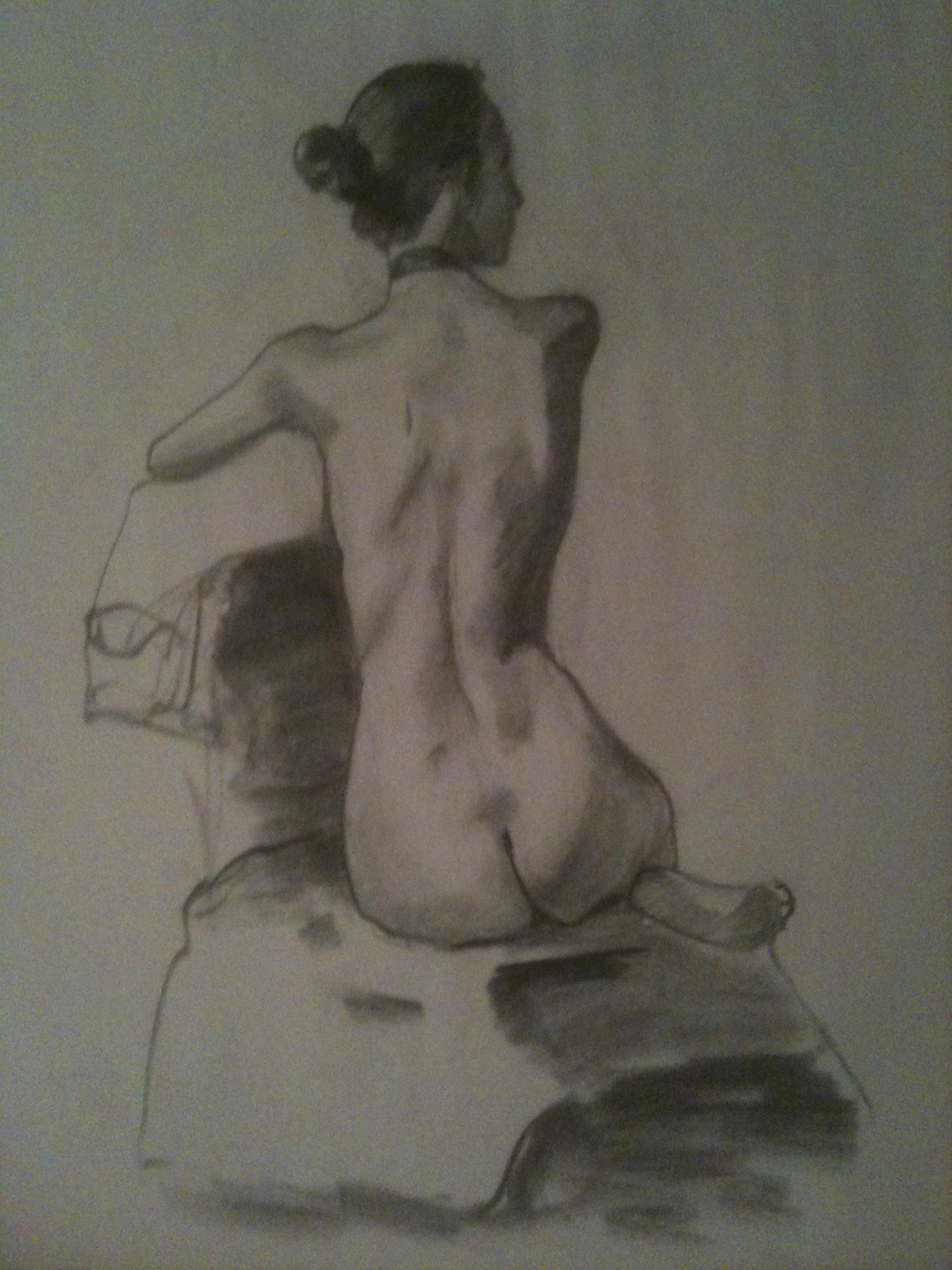 DrawingGabrielleSittingNudeBack