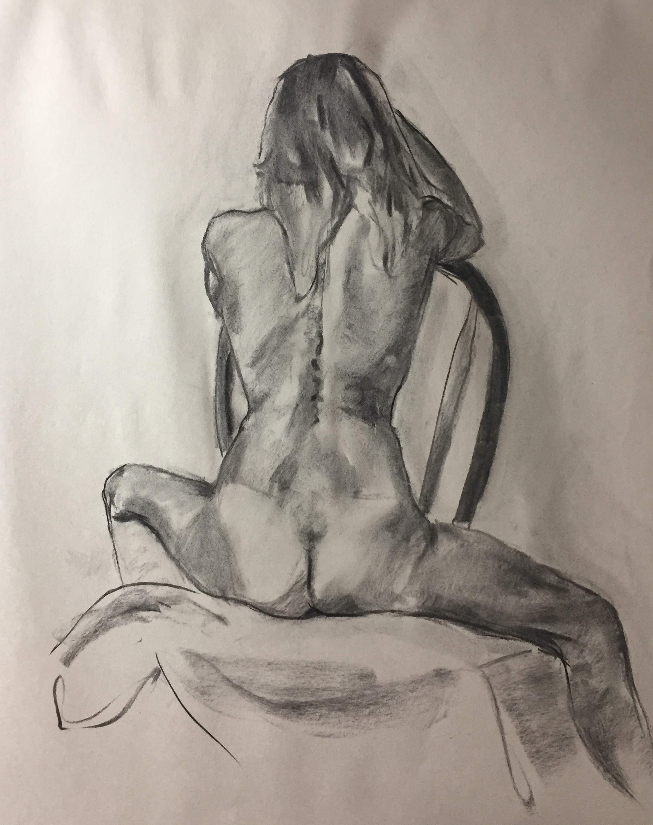 DrawingSittingBackNude